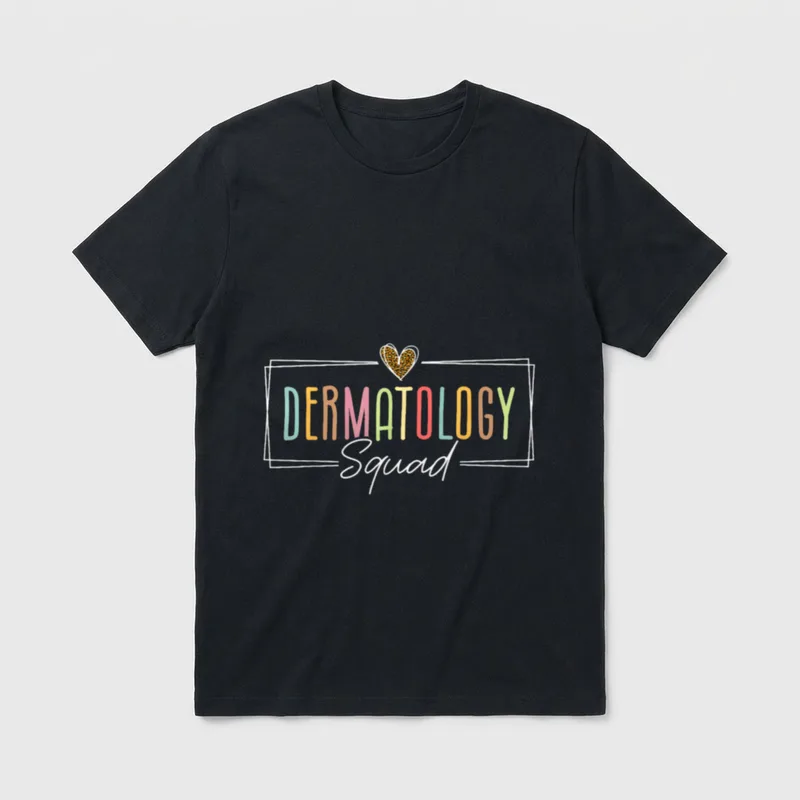 Dermatology Squad Dermatologist Nurse Heart Leopard T-Shirt – Classic T-Shirt in Black