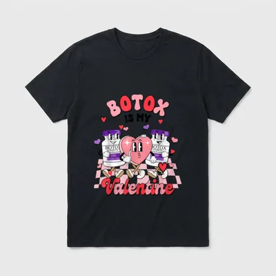 Botox Dealer Aesthetic Nurse Injector T-Shirt – BOTOX IS MY Valentine cartoon vials with syringe – Classic T-Shirt in Black