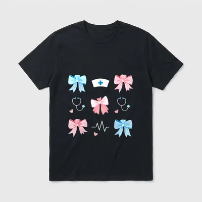 Nurse Stethoscope Aesthetic Pink Coquette T-Shirt – Classic T-Shirt in Black