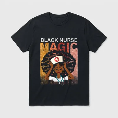 Nurse Black Magic Afro Melanin Queen T-Shirt – Classic T-Shirt in Black