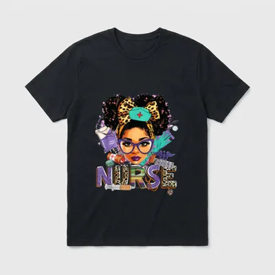 Black Strong Nurse Afro Love Melanin T-Shirt – Classic T-Shirt in Black