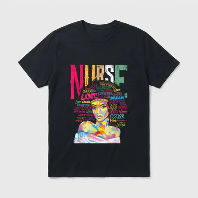 Black Nurse Afro Retro Cool History T-Shirt – Classic T-Shirt in Black