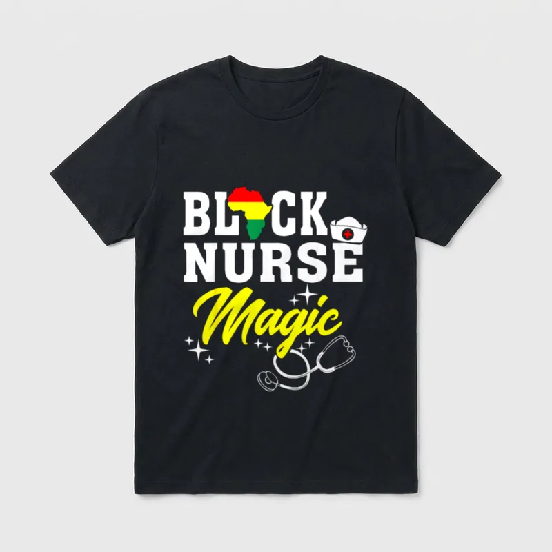 Black-Nurse-Magic Black History Month Nurse T-Shirt – Classic T-Shirt in Black