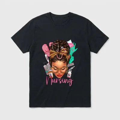 Black Melanin Nurse History Month Afro T-Shirt – Classic T-Shirt in Black