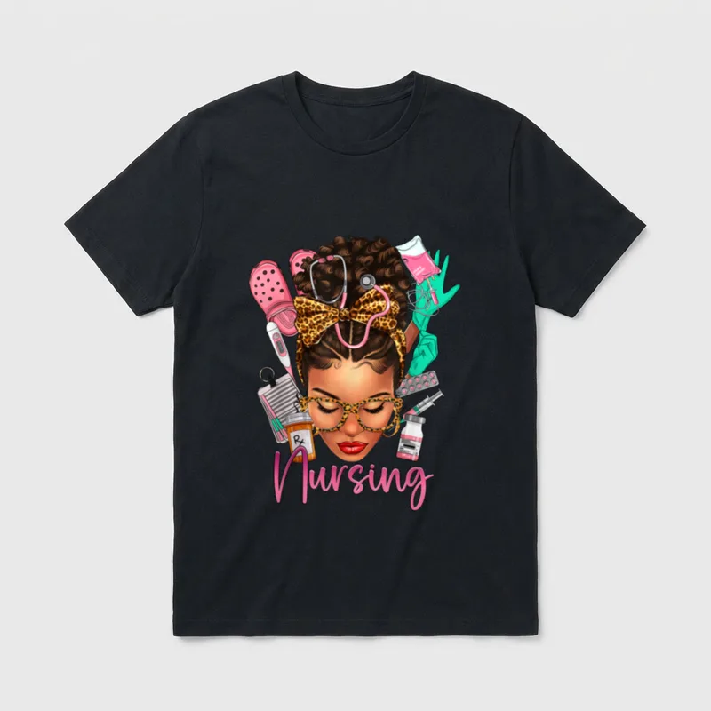 Black Melanin Nurse History Month Afro T-Shirt – Classic T-Shirt in Black