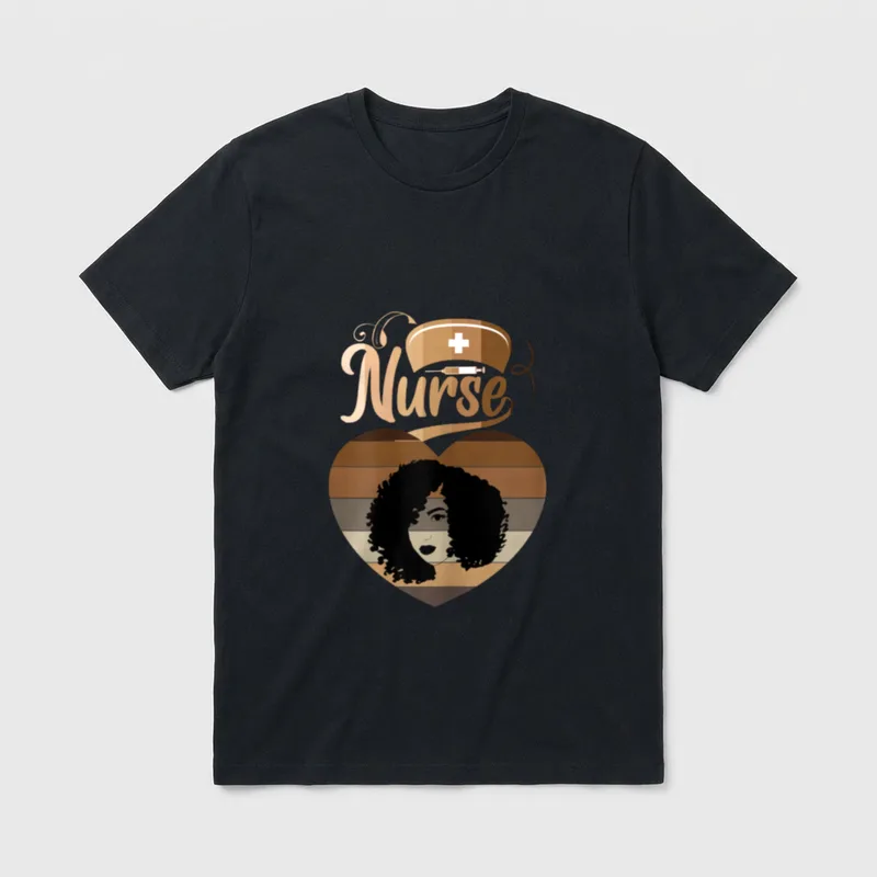 Afro Black Nurse Melanin African American T-Shirt – Classic T-Shirt in Black
