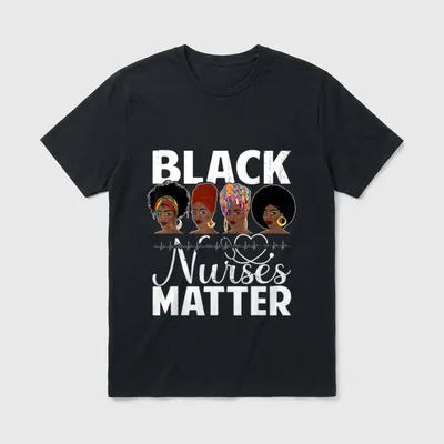 Black Nurses Matter Shirt – BLACK Nurses MATTER lettering with stethoscope heart – Classic T-Shirt in Black