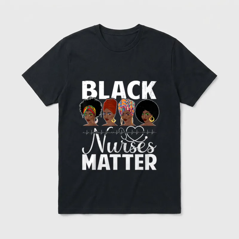 Black Nurses Matter Shirt – BLACK Nurses MATTER lettering with stethoscope heart – Classic T-Shirt in Black