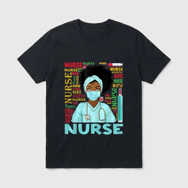 Black Nurse Afro Magic History Month T-Shirt – Classic T-Shirt in Black