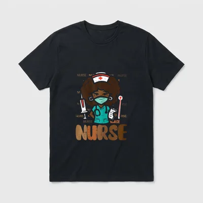 Black History Afro Nurse African Nursing T-Shirt – Classic T-Shirt in Black