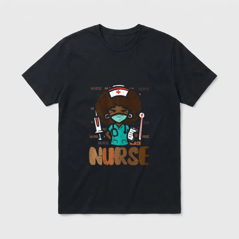 Black History Afro Nurse African Nursing T-Shirt – Classic T-Shirt in Black