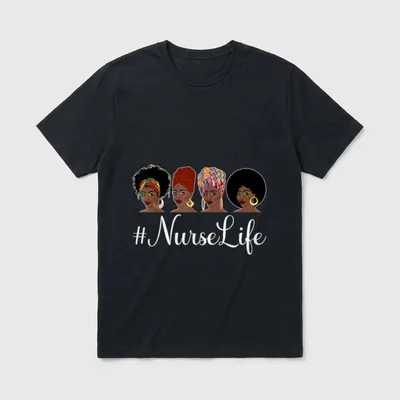 Afro Melanin Black Nurse Nursing Juneteenth T-Shirt – Classic T-Shirt in Black