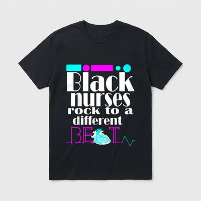 Afro Black Nurse Rock Heartbeat RN T-Shirt – Classic T-Shirt in Black