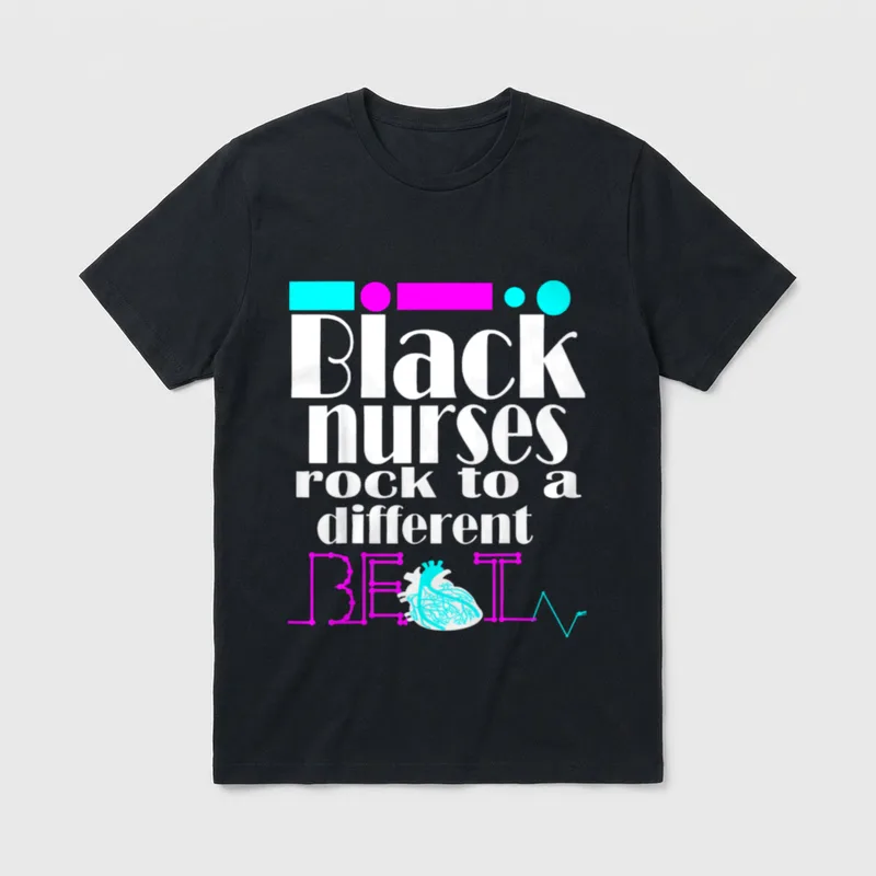 Afro Black Nurse Rock Heartbeat RN T-Shirt – Classic T-Shirt in Black