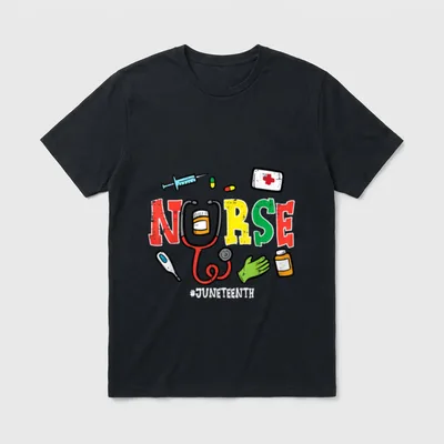 Juneteenth Nurse Black Freedom Day 1865 T-Shirt – Classic T-Shirt in Black