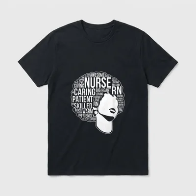 African American Nurse Proud Black Afro T-Shirt – Classic T-Shirt in Black