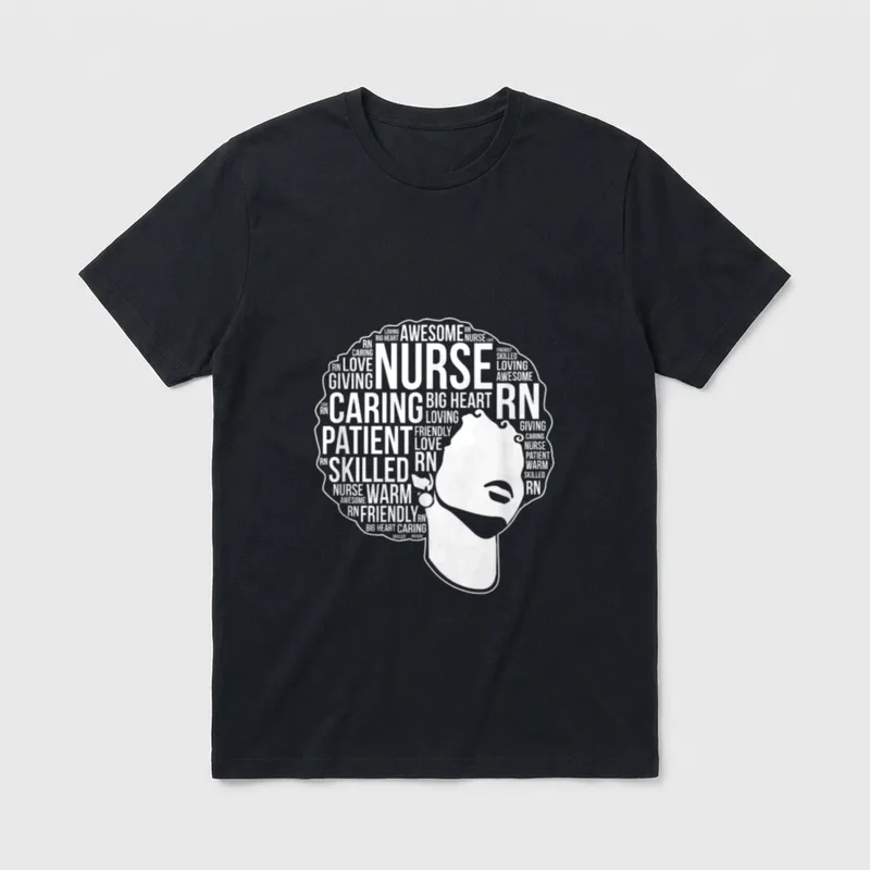 African American Nurse Proud Black Afro T-Shirt – Classic T-Shirt in Black