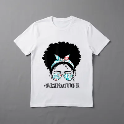 Nurse Practitioner Black Afro Messy Bun T-Shirt – Classic T-Shirt in Black