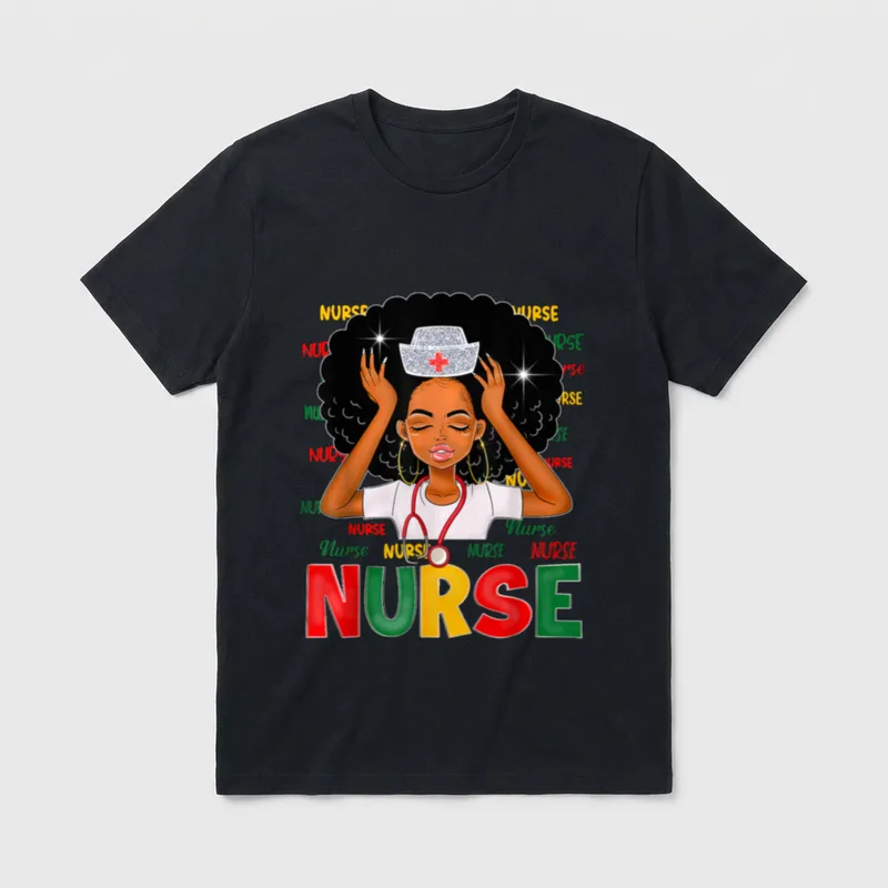 Black History Month Nurse Melanin African T-Shirt – Classic T-Shirt in Black
