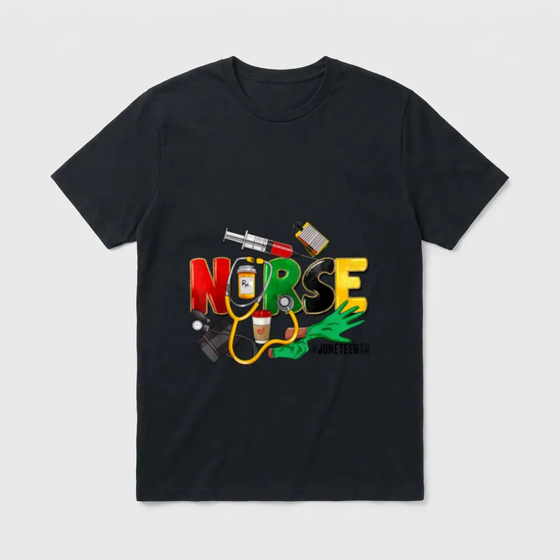 Juneteenth Nurse Black Black History Month T-Shirt – Classic T-Shirt in Black
