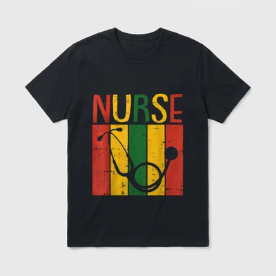 Nurse Stethoscope Juneteenth Melanin Pride African T-Shirt – Classic T-Shirt in Black