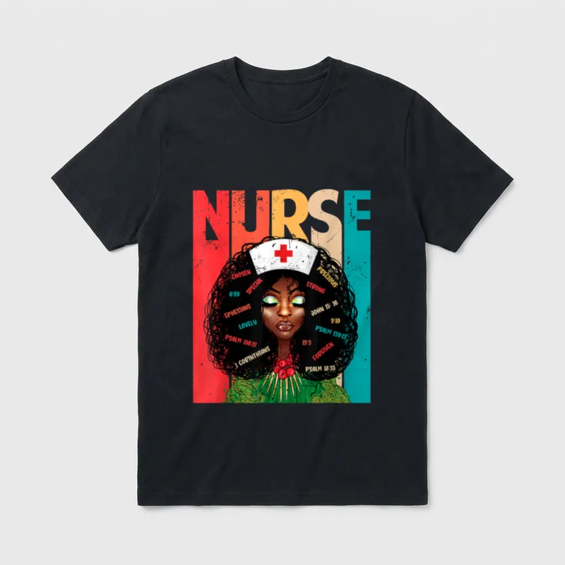 Style Black Nurse Afro American Melanin T-Shirt – Classic T-Shirt in Black