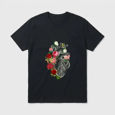 Anatomical Heart Floral Organ Cardiology Cardiac T-Shirt – Classic T-Shirt in Black