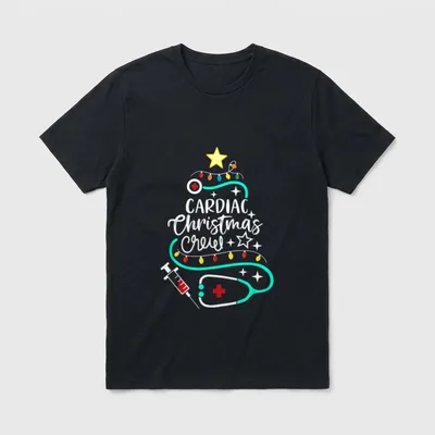 Cardiac Christmas Crew Nurse Techs Secretary T-Shirt – CARDIAC Christmas Crew – Classic T-Shirt in Black