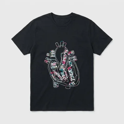 Anatomical Heart Cardiac Nurse Parts T-Shirt – Classic T-Shirt in Black