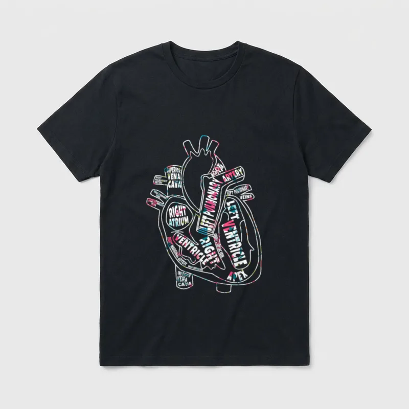Anatomical Heart Cardiac Nurse Parts T-Shirt – Classic T-Shirt in Black