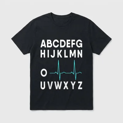 EKG Alphabet Heartbeat Line Doctor Nurse T-Shirt – Classic T-Shirt in Black