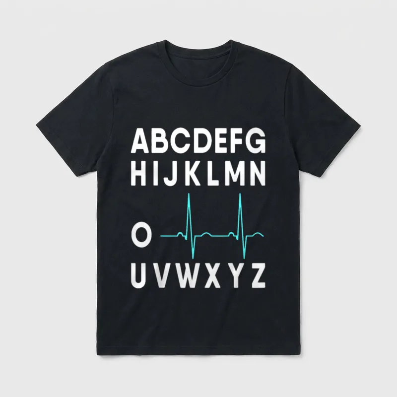 EKG Alphabet Heartbeat Line Doctor Nurse T-Shirt – Classic T-Shirt in Black