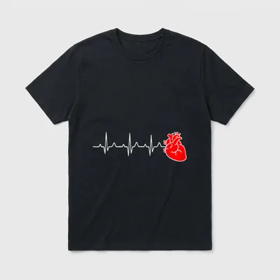 Cardiac Nurse Heartbeat Cardiology CNS Nursing T-Shirt – Classic T-Shirt in Black
