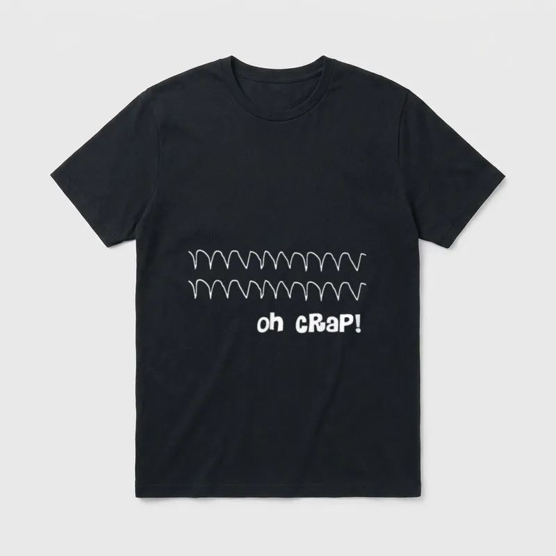 Oh Crap Nurse T-Shirt – Cardiac rhythm lines and oh cRaP lettering – Classic T-Shirt in Black