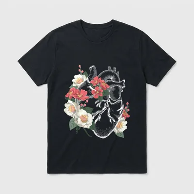 Floral Organ Cardiology Cardiac Nurse T-Shirt – Classic T-Shirt in Black