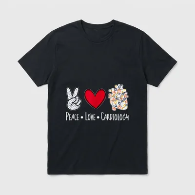 Peace Love Cardiology Cardiac Nurse Cardiologist T-Shirt – Classic T-Shirt in Black