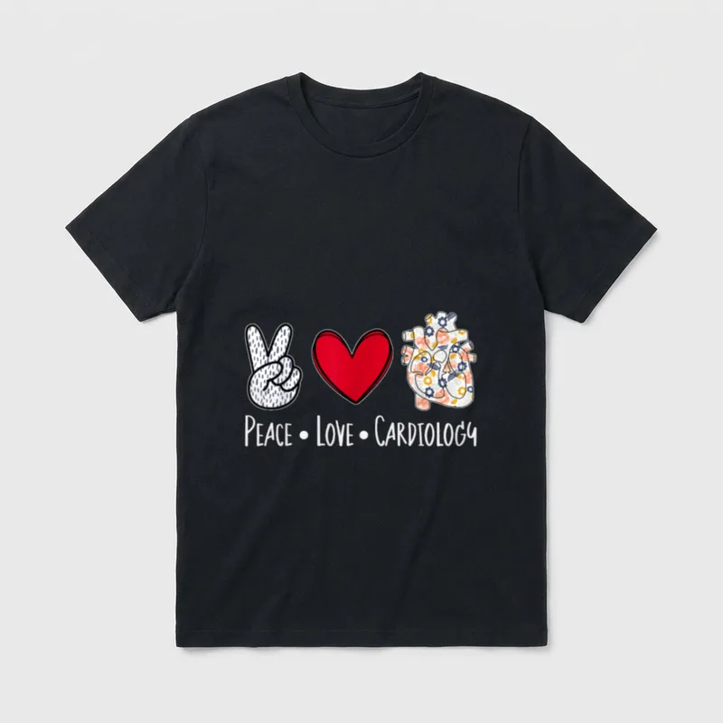 Peace Love Cardiology Cardiac Nurse Cardiologist T-Shirt – Classic T-Shirt in Black