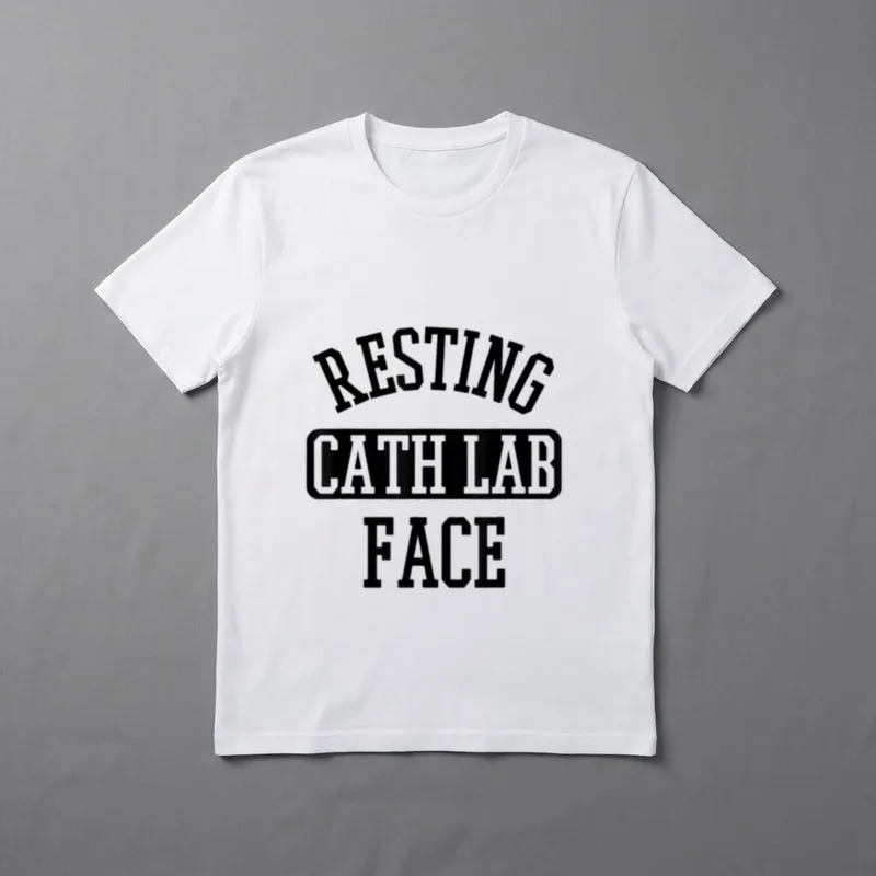 Cath Lab Nurse Cardiac Nursing Heart T-Shirt – Resting Cath Lab Face printed in bold block letters – Classic T-Shirt in Black