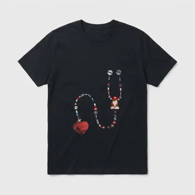 Stethoscope Clinic Medicine Heart Nurse T-Shirt – Classic T-Shirt in Black