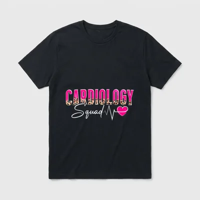 Cardiology Squad Cardiologist Cardiac Nurse Heart T-Shirt – Classic T-Shirt in Black