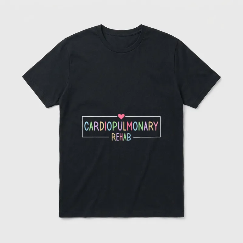 Cardiopulmonary Rehabilitation Nurse Rehab T-Shirt – CARDIOPULMONARY REHAB lettering with a heart – Classic T-Shirt in Black
