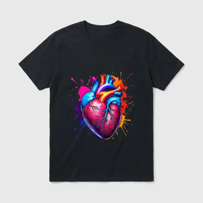 Paint Splash Anatomical Heart Cardiac Nurse T-Shirt – Classic T-Shirt in Black