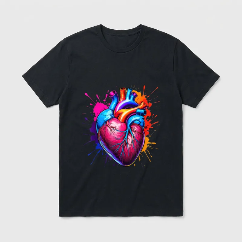 Paint Splash Anatomical Heart Cardiac Nurse T-Shirt – Classic T-Shirt in Black