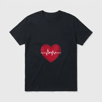 Telemetry Heartbeat Cute Cardiac Nurse T-Shirt – Classic T-Shirt in Black