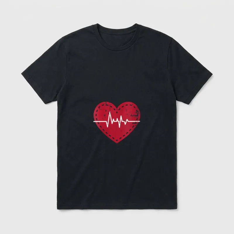 Telemetry Heartbeat Cute Cardiac Nurse T-Shirt – Classic T-Shirt in Black