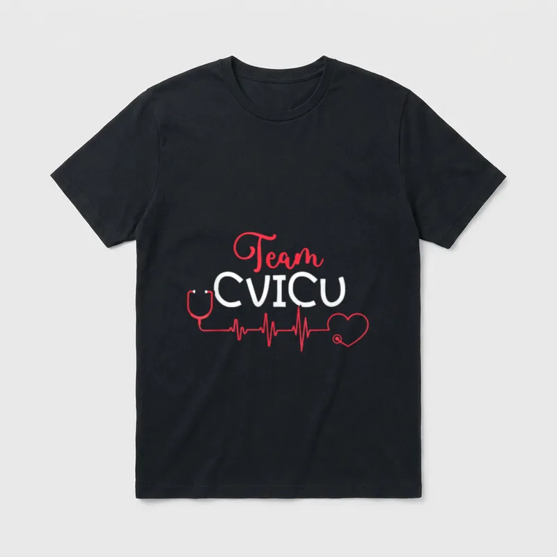 Cvicu Team Cardiovascular Cardiac ICU Registered T-Shirt – Classic T-Shirt in Black