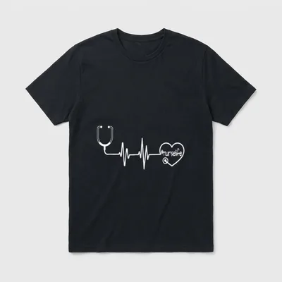 Stethoscope EKG Heartbeat Nurse Life T-Shirt – Classic T-Shirt in Black