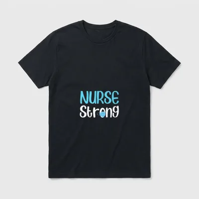 Strong Heart Nurse Appreciation T-Shirt – NURSE Strong text with blue surgical mask – Classic T-Shirt in Black