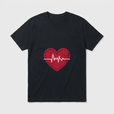 Telemetry Heartbeat Cute Cardiac Nurse Work T-Shirt – Classic T-Shirt in Black