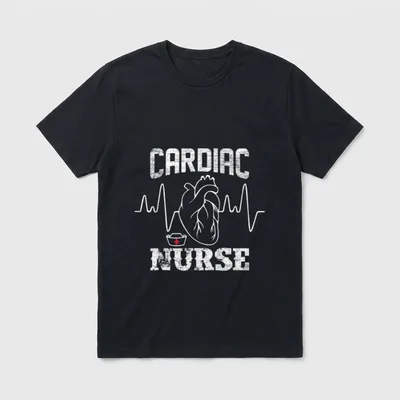 Cardiac Registered Nurse Cardiology Heart T-Shirt – Classic T-Shirt in Black
